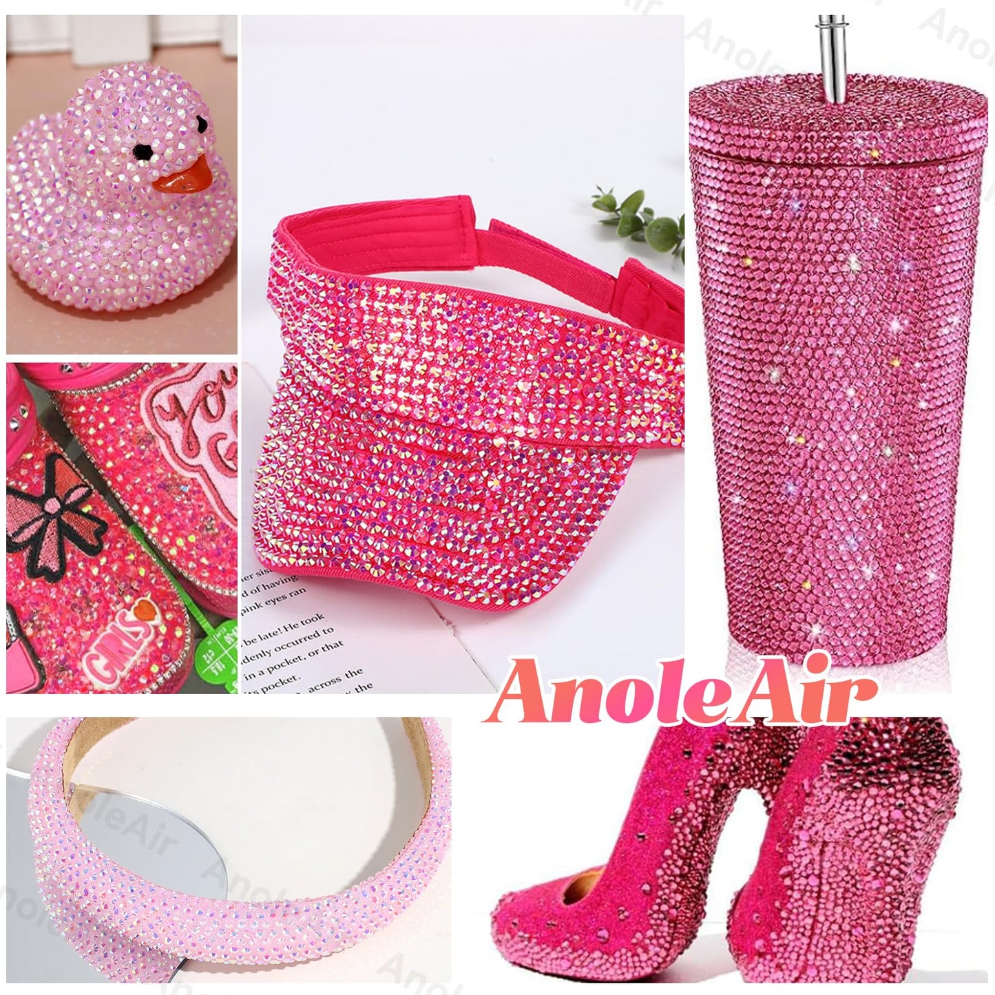 15000Pcs Pink Rhinestones for Bedazzling, Jelly Bedazzling Resin Gems 3-5mm, Hot Pink Gems Bedazzling Kit for Crafting, Flatback Color Gems for Nails Face Makeup Crafts Tumblers