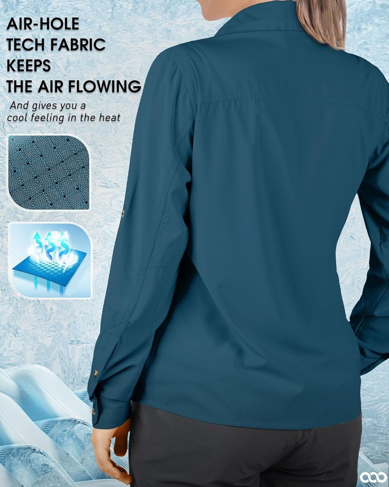 Women's UPF 50 UV Sun Protection Shirt - Cool Quick Dry Long Sleeve for Fishing, Hiking & Travel | 33,000ft