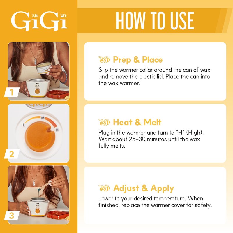 GiGi Mini Honee Wax Warmer for Hair Removal – Wax Heater for 5 oz Cans, Compact At Home Waxing Machine for Face Body Bikini, Women Men, Professional Salon Use