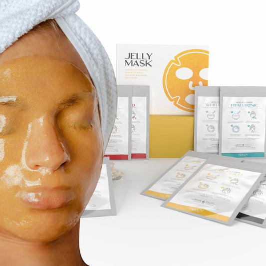 BRÜUN Peel-Off Jelly Mask Rubber Mask - 5 Treatments BHA AHA (Black Gold Salicylic AC, Red Gold Lactic AC, White Gold Glycolic AC, 24k Gold Mandelic AC, Hyaluronic AC) - 2 Packs of Each