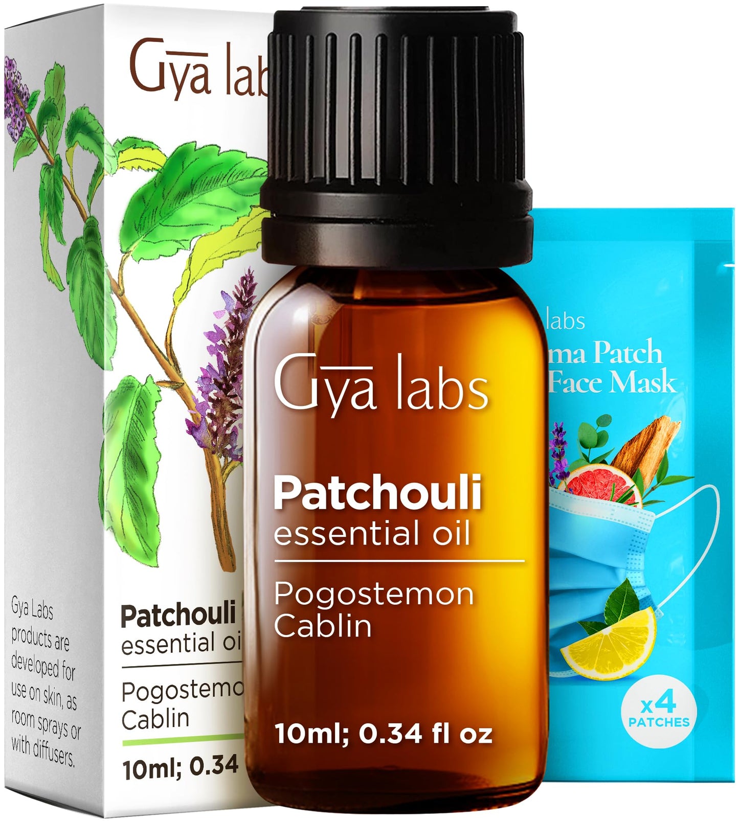 Sandalwood Essential Oils for Diffuser & Patchouli Essential Oil for Diffuser Set - Aromatherapy Grade Essential Oils Set - 2x0.34 fl oz - Gya Labs