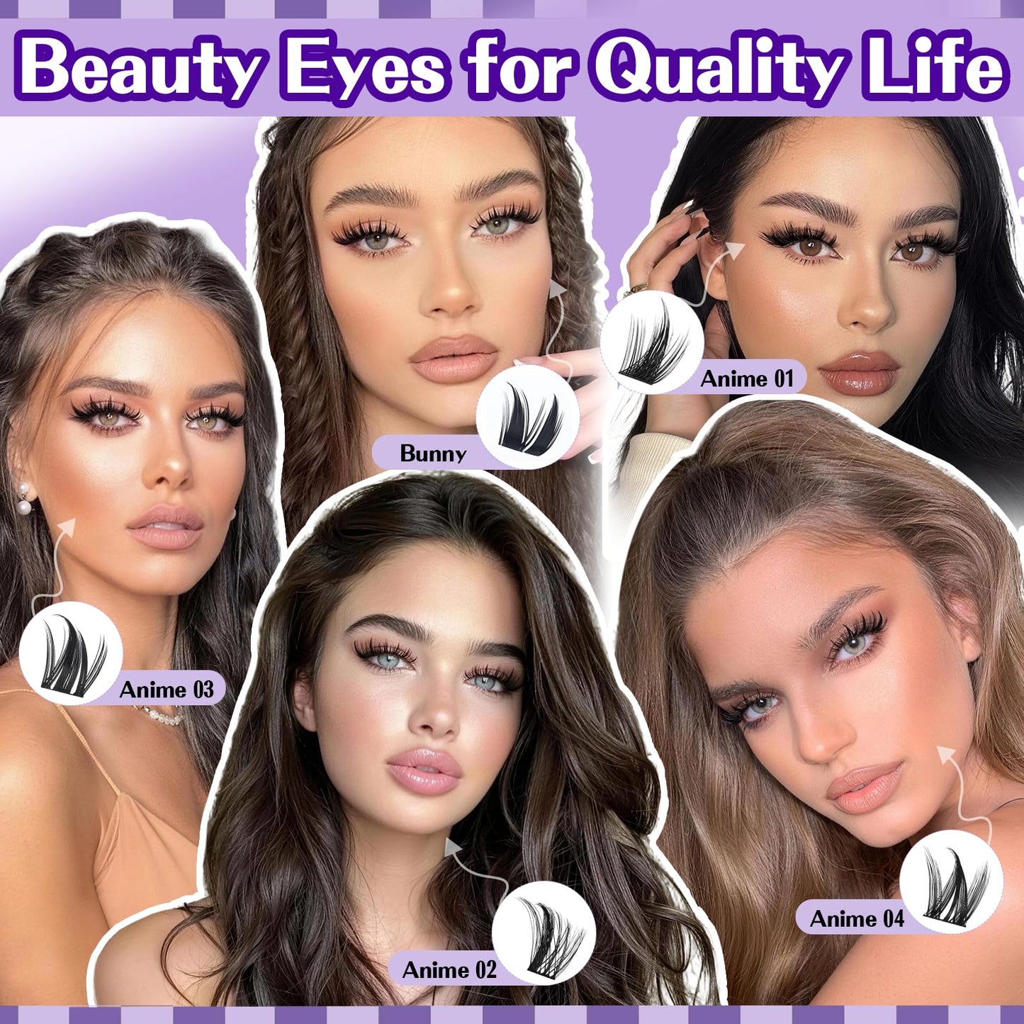 B&Q Manga Lash Clusters Kit DIY 8-18mm Reusable Eyelash Clusters Kit