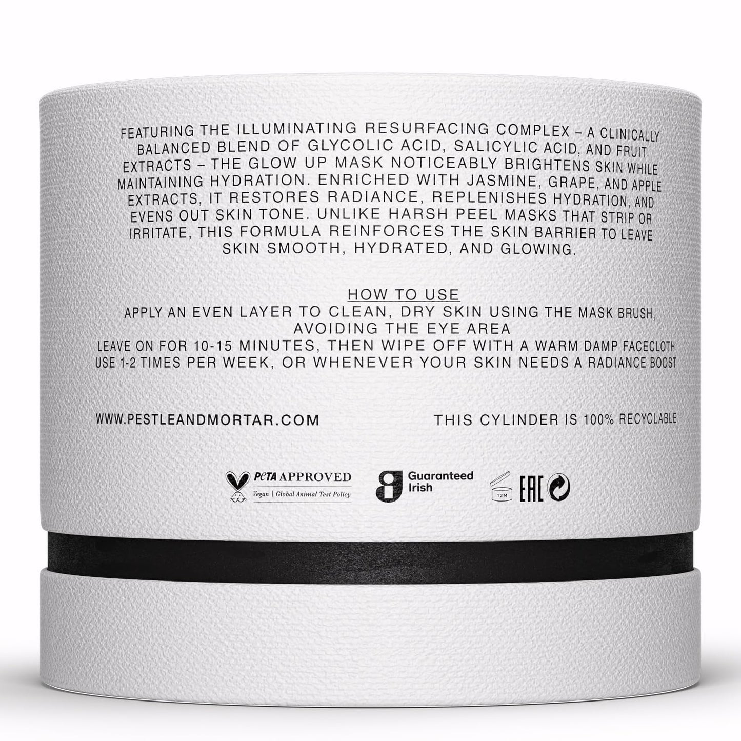 Pestle & Mortar Glow Up Mask,A resurfacing acid and enzyme mask for instantly smoother, brighter skin 1.76 oz