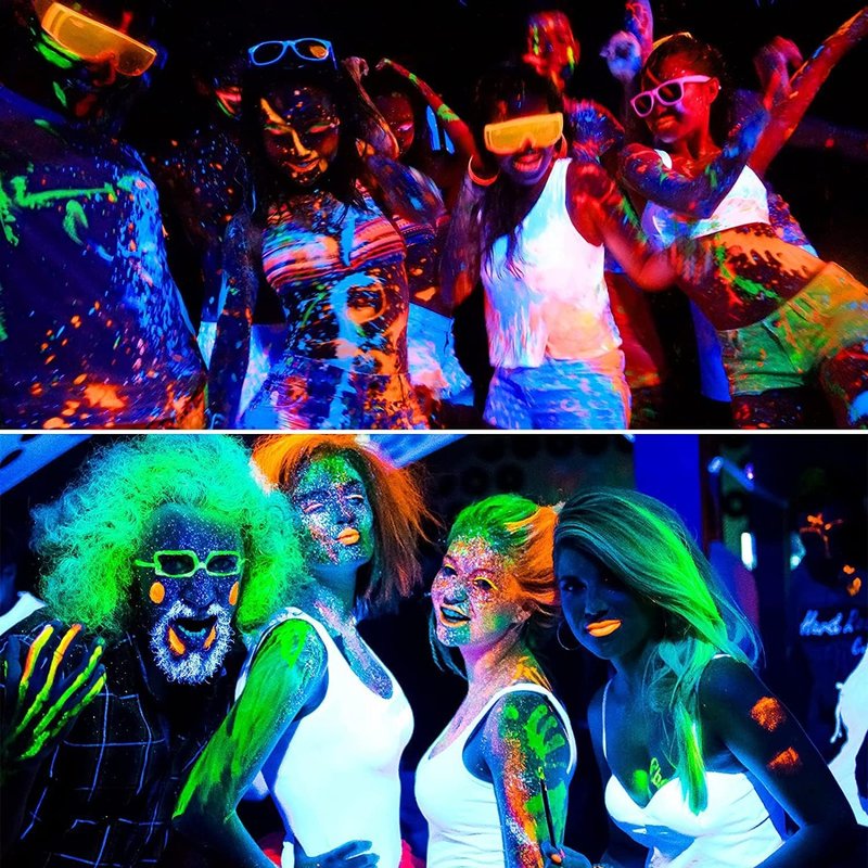 12 Pcs Glow in The dark Light Body UV Face Paint, Face Painting Kit, Crayons Kit Fluorescent neon Body Paints for Adults for Birthday Party Halloween Masquerade Makeup Outdoor