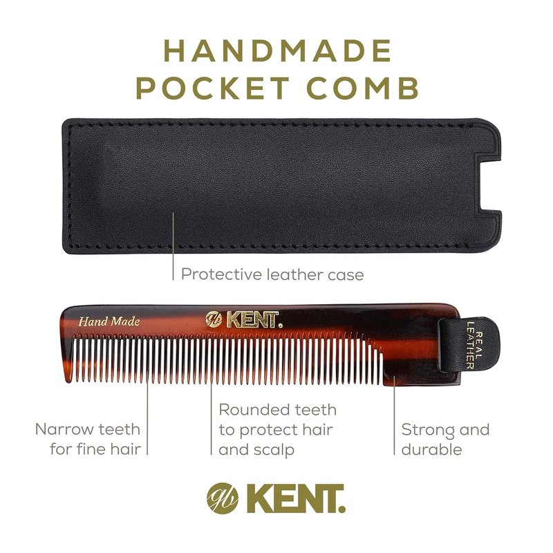 Kent NU22 Pocket Comb - Handmade Fine Tooth Hair Comb for Men, Women & Kids | Perfect for Grooming & Styling