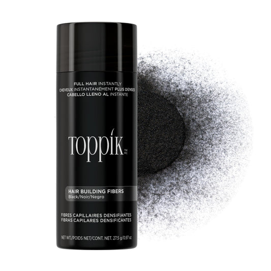 Toppik Hair Building Fibers, Black, 27.5g Fill In Fine or Thinning Hair, Instantly Thicker, Fuller Looking, 9 Shades for Men & Women, Keratin Protein Formula