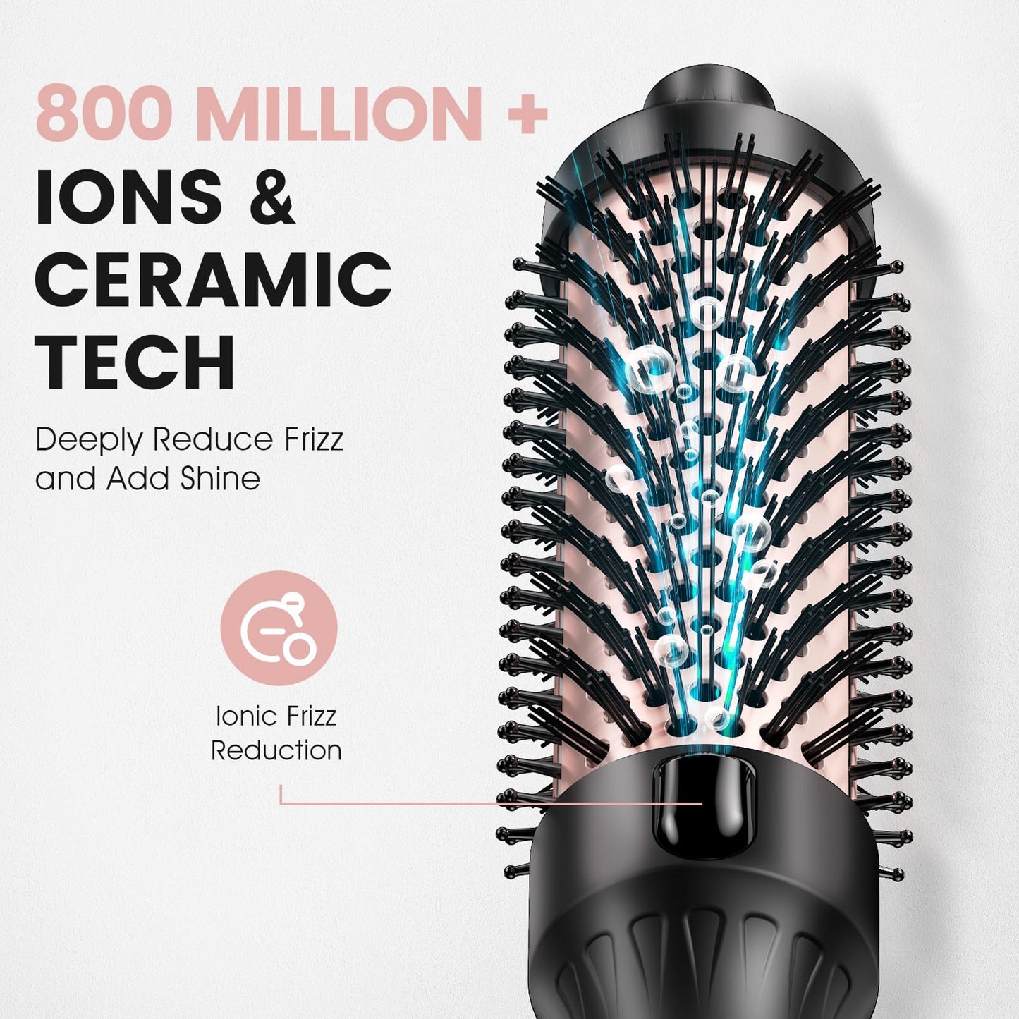 ZAVAREA Thermal Brush, 1.5 Inch Heated Round Brush Stylers, 800M Negative Ions Ceramic for Less Frizz Damage, 4 Temperature Set, Dual Voltage for Travel, Easy Use Boosts Shine, Dual Voltage