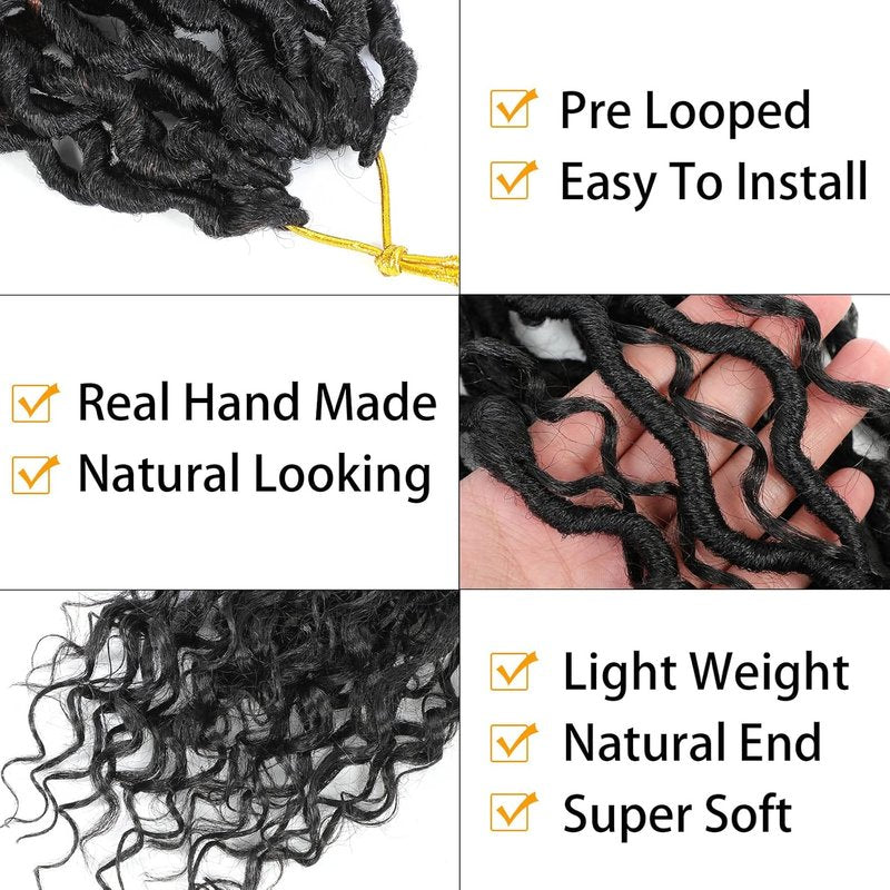 Goddess Locs Crochet Hair - 24 Inch Bohemian Faux Locs | 8 Packs Natural Looking Braiding Hair for Women & Kids