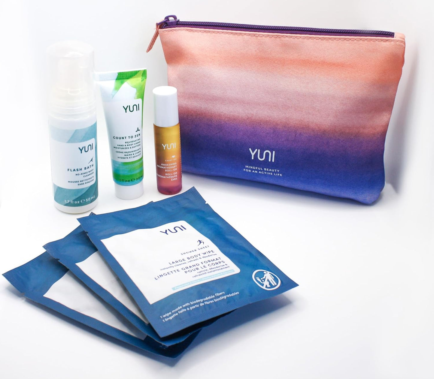 YUNI Beauty Travel Essentials Kit - 7pc Natural Body Care Set | Cleanse, Refresh, Hydrate