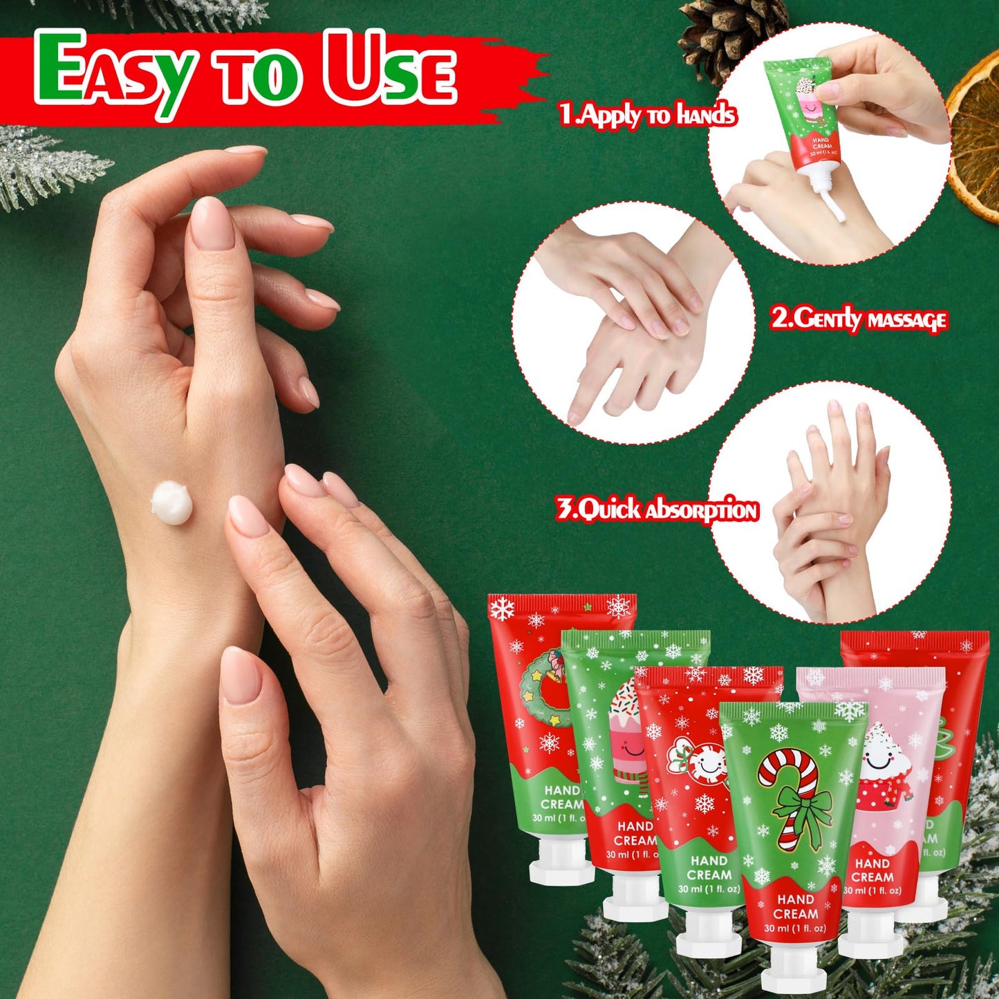 Loopeer 24 Pcs Christmas Hand Cream Gifts Bulk Christmas Mini Hand Lotion Xmas Stocking Stuffers Gifts Travel Size Mini Creams Moisturizer Cream Xmas Party Favors for Dry Skin Women Men Mom Employee