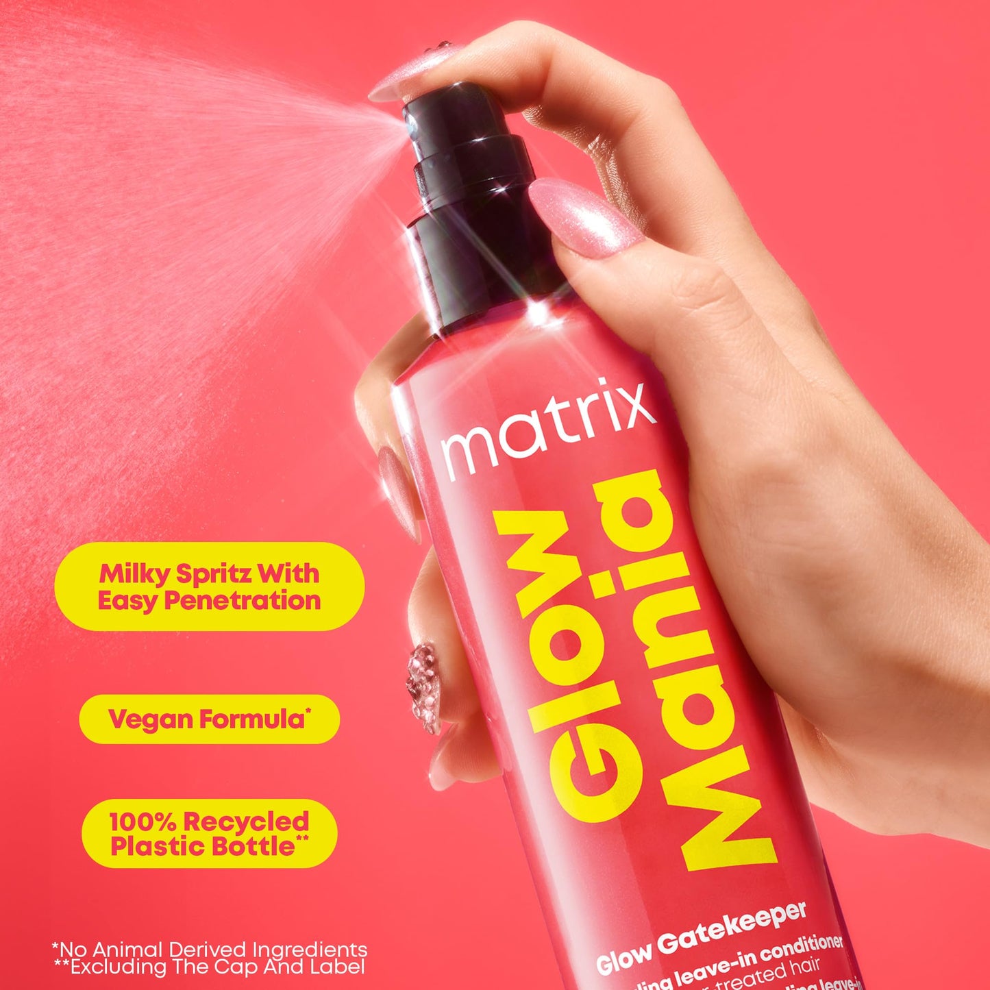 Matrix Glow Mania Leave In Conditioner - Glow Gatekeeper, Enhances Shine and Preserves Color Vibrancy with Heat Protection, Glycolic Acid & Rosehip Oil, For Dull & Color-Treated Hair, 8.5 Fl Oz