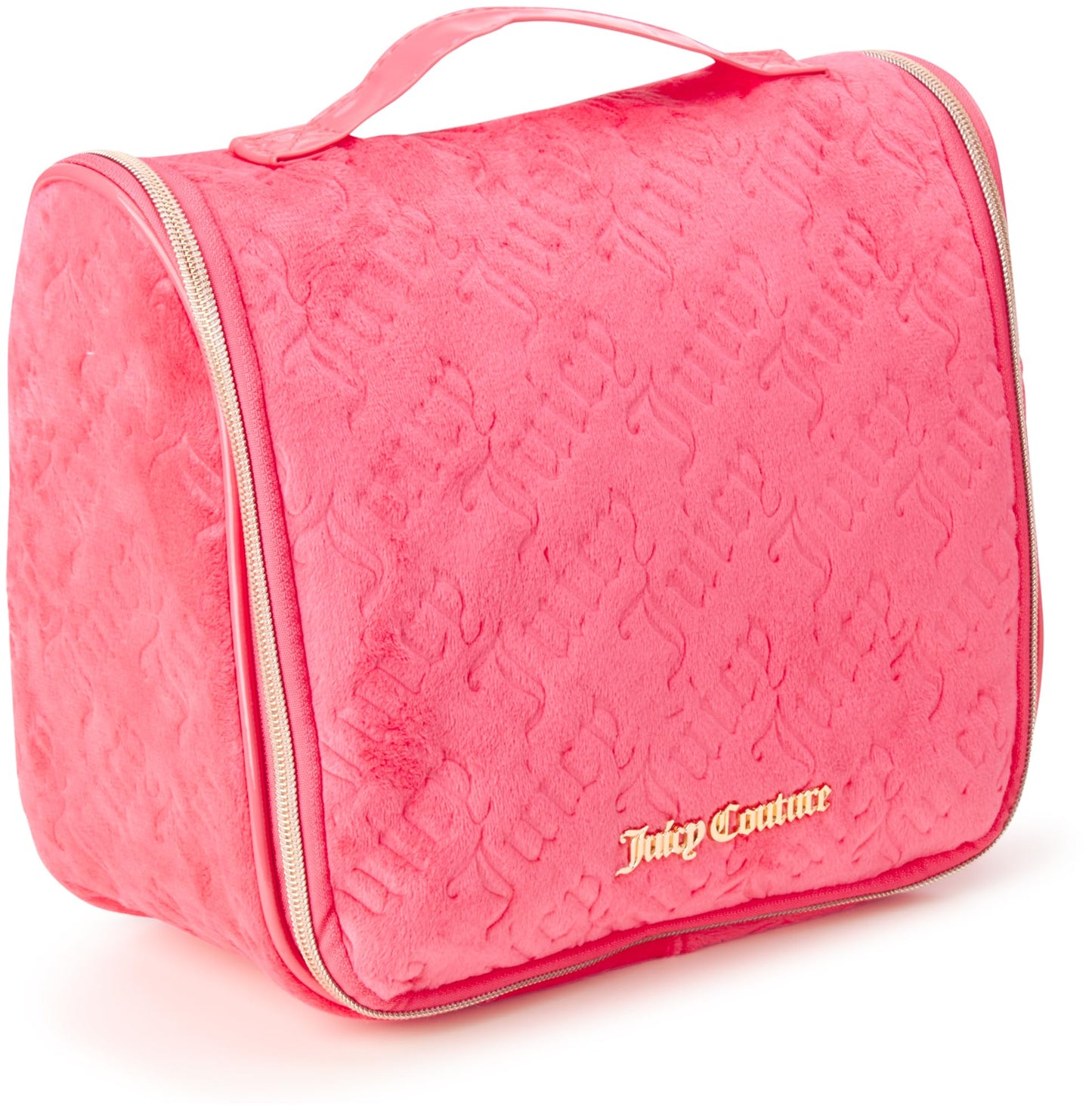Juicy Couture Silver Makeup Bag Cosmetics Organizer Travel Essentials Hanging Hook Shiny Puffer Heart
