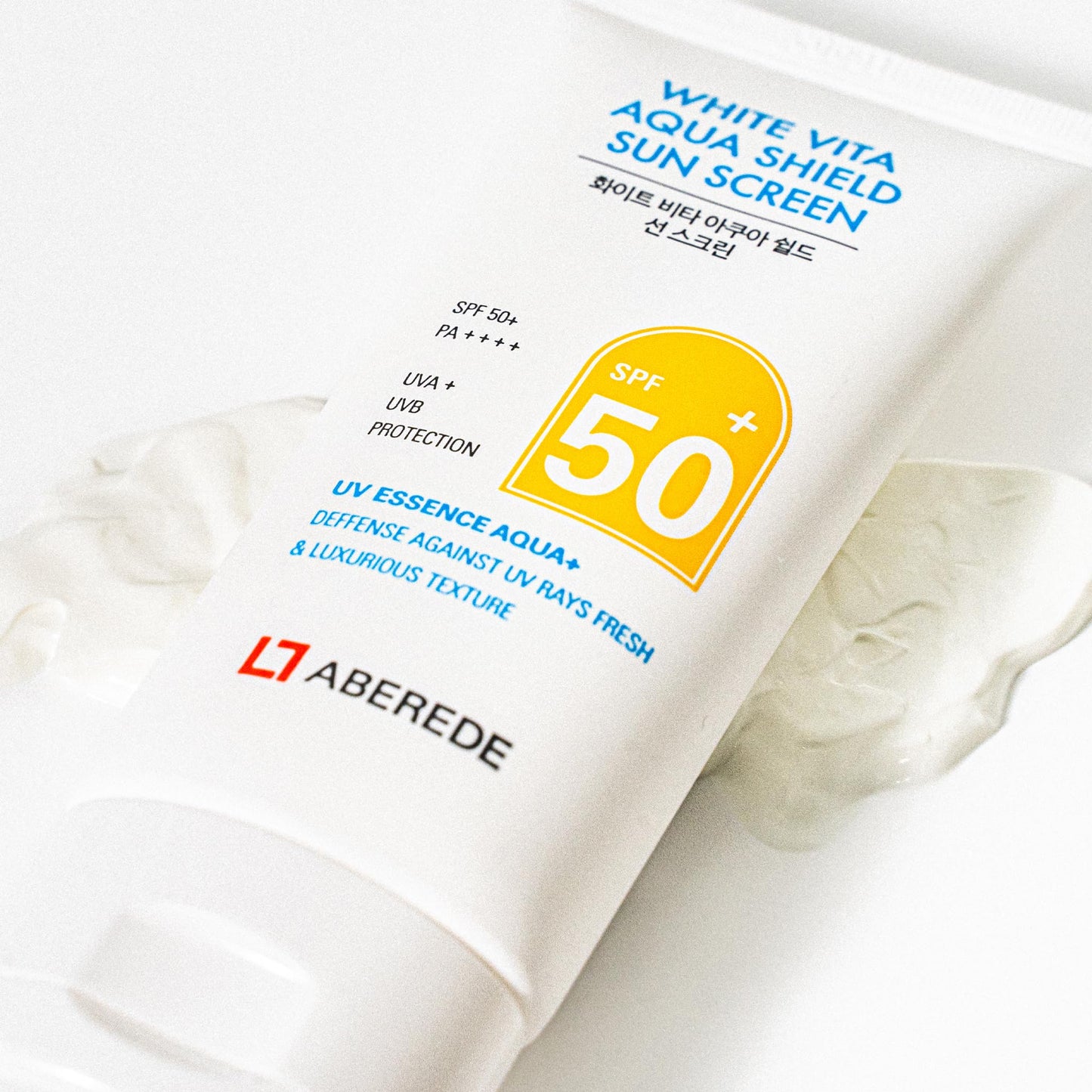 ABEREDE White Vita Aqua Korean Sunscreen SPF50+ PA++++ 1.69 fl oz/50ml, Lightweight No White Cast Essence Sunscream,Hydrating Daily Facial Sunblock with Triple Hyaluronic Acid nongreasy UV Protection