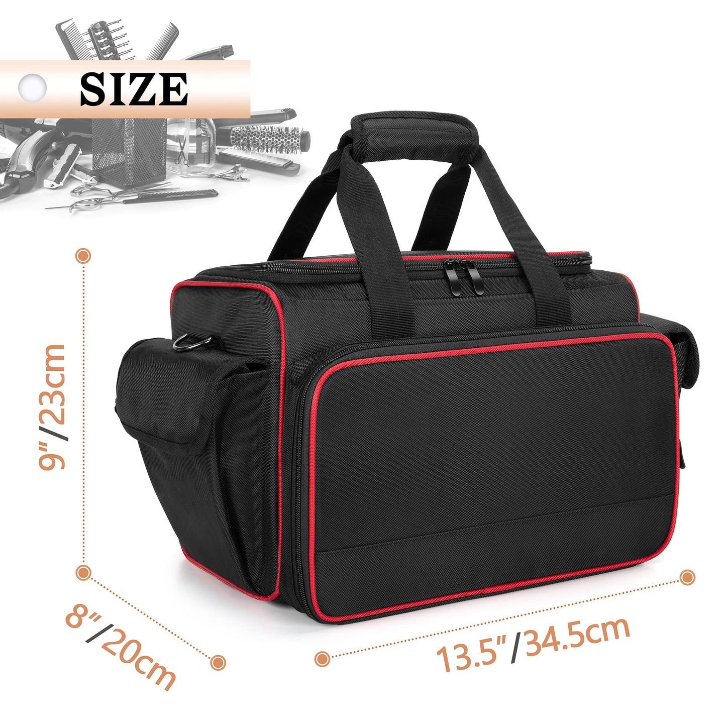 BAFASO Hairdresser Bag with Adjustable Dividers, Tattoo Case Holds Tattoo Supplies, Travel Barber Case Holds Various Hair Cutting Tools (Bag Only), Black
