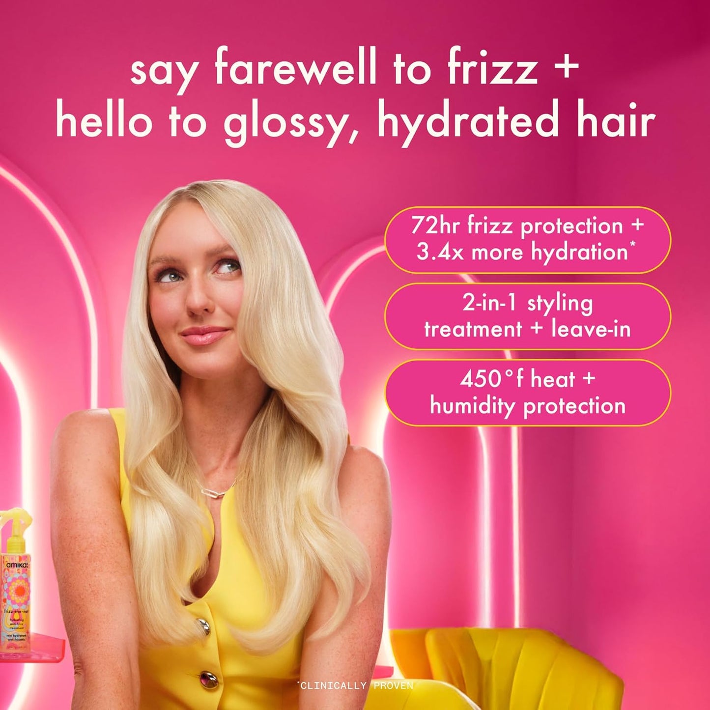 Amika Frizz-Me-Not Hydrating Anti-Frizz Treatment - Lightweight Spray for Medium to Thick Hair Types 2A-4C | Humidity & Heat Protection