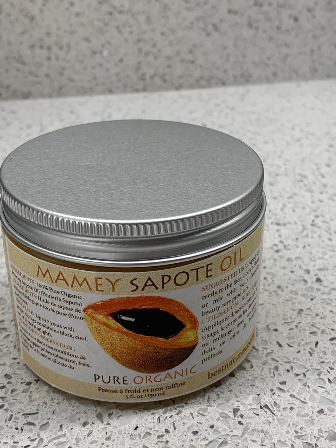 Nature's Cosmetics Mamey Sapote Oil - Organic Cold Pressed Hair & Skin Oil for Curly Hair | 5 fl oz / 150 ml