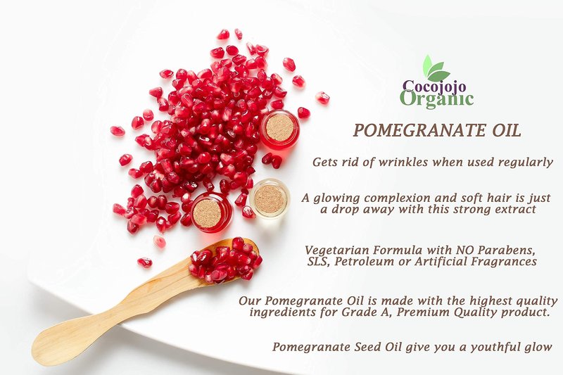 Pomegranate Seed Oil, cocojojo 100% Pure Cold Pressed 16 oz Refined Perfect for Skin Hair Nails Cuticles Premium Grade
