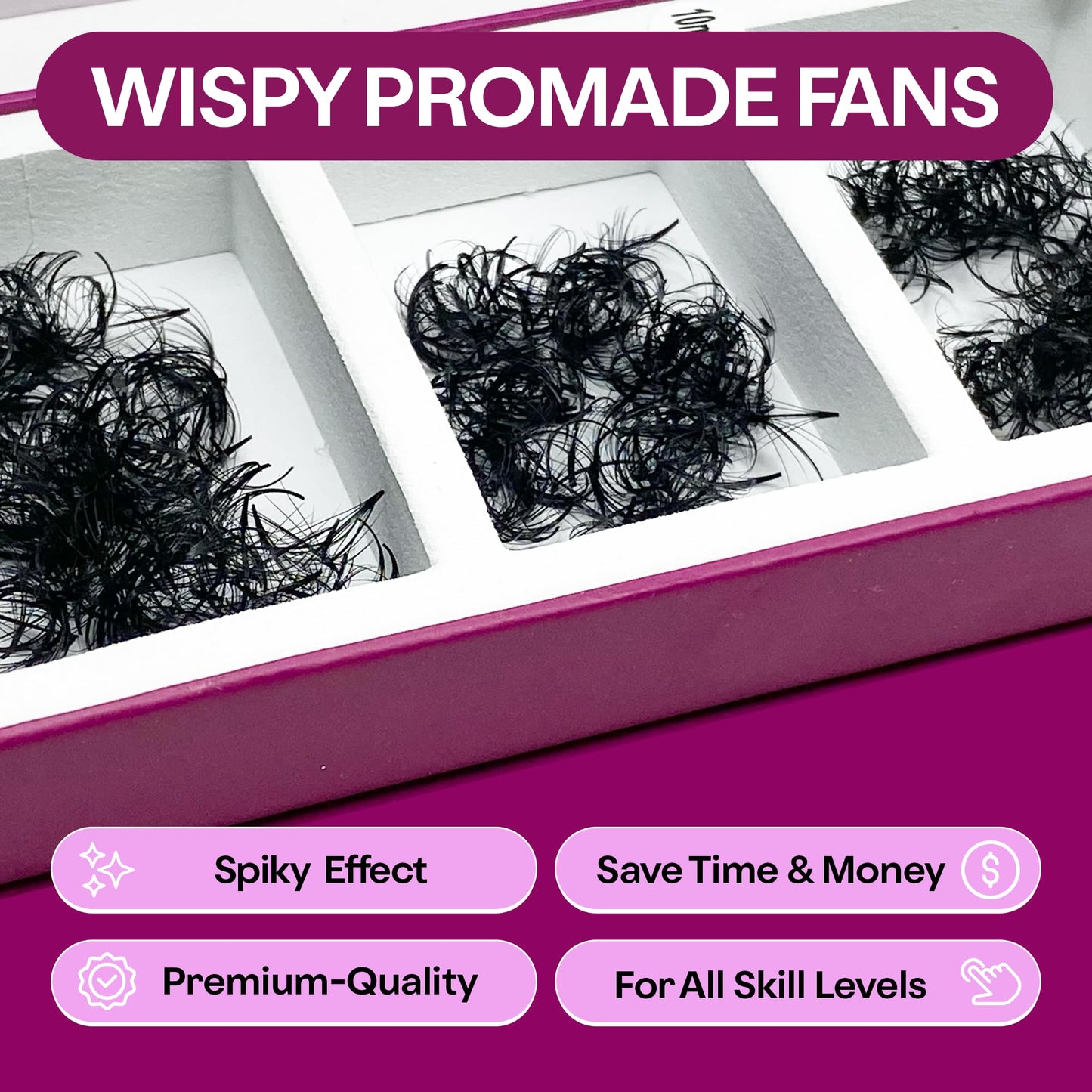 GLAMGAZE 750 Wispy Promade Fans - 5D 7D 9D, C D CC Curl 0.05-0.07mm Thickness Mixed Length - Handmade Wispy Eyelash Extensions Loose Premade Lash Fans Soft Spikes Volume Lash (5D-0.07-D, 11/12/13)