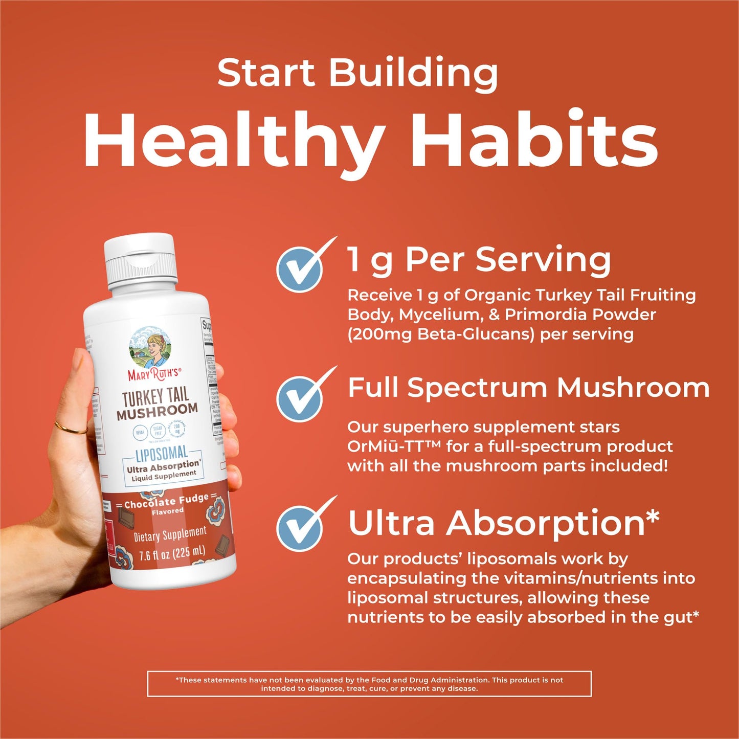 MaryRuth Organics Turkey Tail Mushroom Liposomal (Chocolate Fudge) & Hair Growth MAX (Almond Cookie) | Clean Label Project Verified® | Vitamins for Immunity & Beauty | Vegan, Gluten-Free