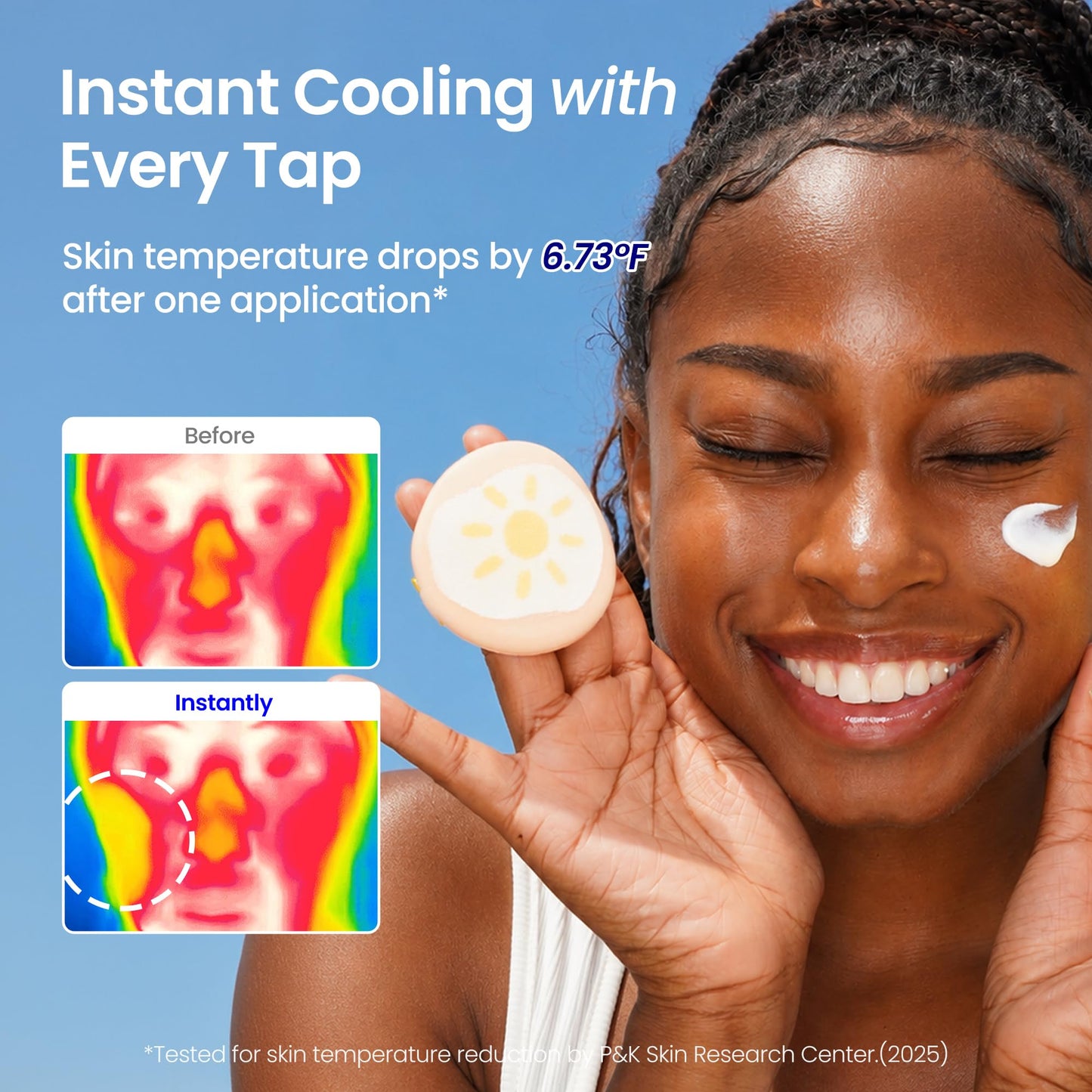 ELROEL Pang Pang Big Sun Cushion Plus - Broad Spectrum SPF 50 Face Sunscreen with 72-Hour Hydration & Cooling Effect - Sweat, Sand, Dirt & Water-Resistant - Hypoallergenic Korean Skin Care 0.88 oz