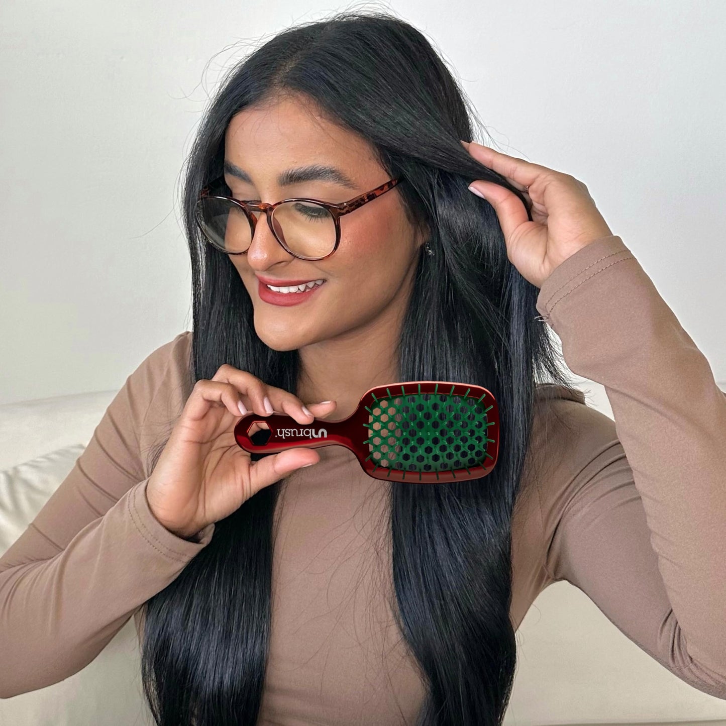 UNbrush Mini Holiday Hair Brush for Pain-Free Brushing On All Wet/Dry Hair Types — Mini UNbrush Detangling Brush with Durable Anti-Static Bristles, Lightweight & Vented — Christmas Hair Care Gifts