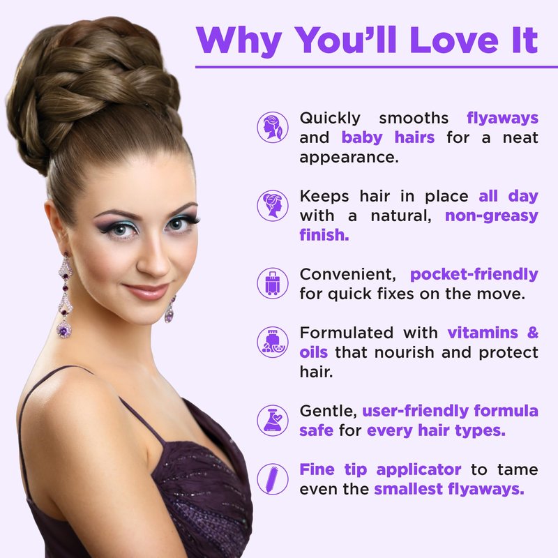 Orgatre Hair Finishing Stick for Flyaways – Anti-Frizz Hair Wax Stick for Smooth, Sleek Hair – Curl Definer & Long-Lasting Hold – Non-Greasy Hair Styling Solution for Women – 15g