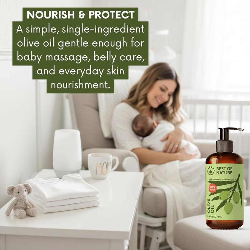 100% Pure Olive Massage & Body Oil - Cold Pressed, Unscented Moisturizer for Skin & Hair | Half Gallon (64 fl oz)