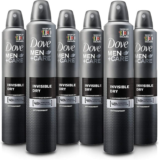 6 Cans of Dove Men+Care Invisible Dry 150ml Anti-Perspirant Anti-Transpirant Spray