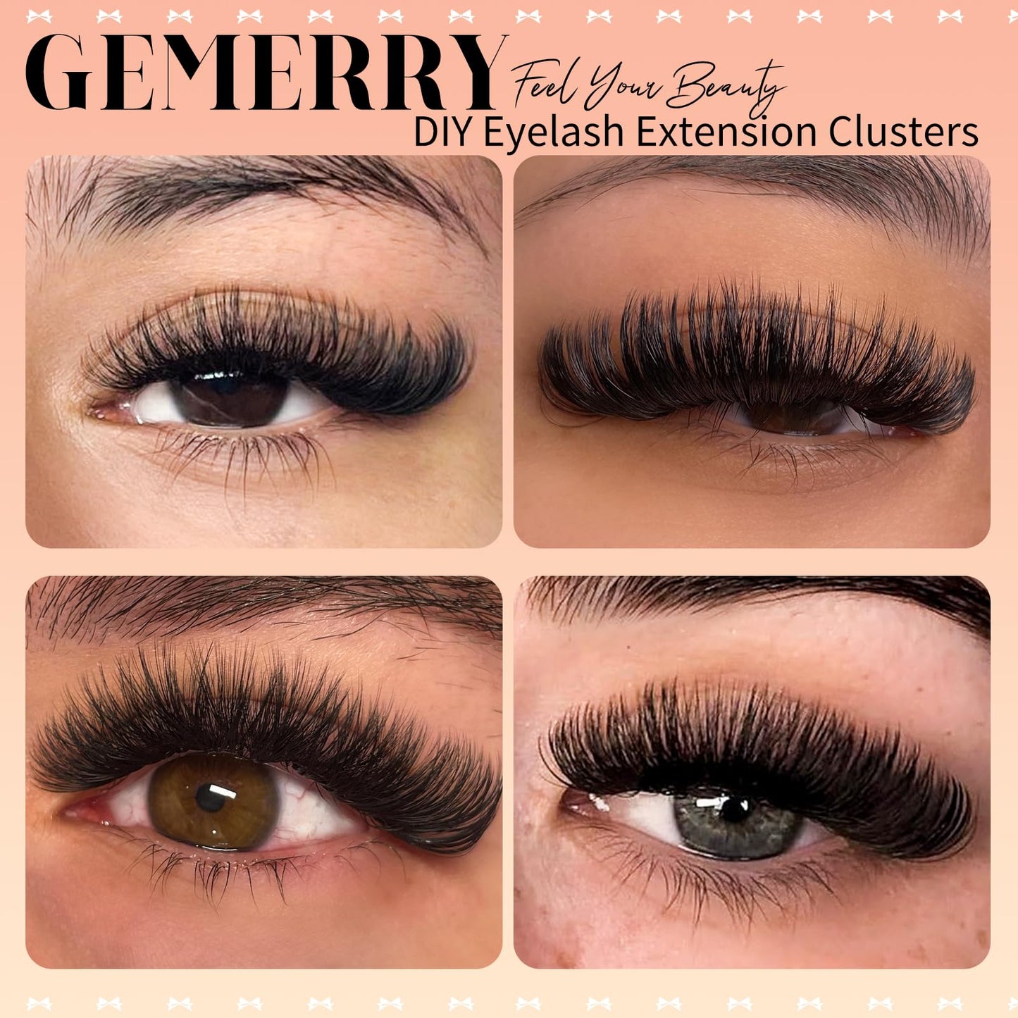 GEMERRY 565Pcs Lash Clusters D Curl (30D-100D, 8-16mm)