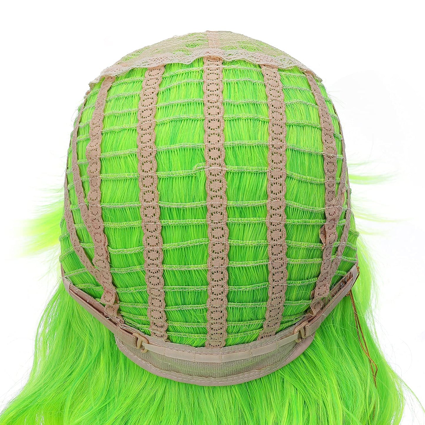 PATTNIUM Lime Green Wig Short Wavy Fluorescent Green Wigs for Women Girls Green Wig with Bangs Synthetic Wigs