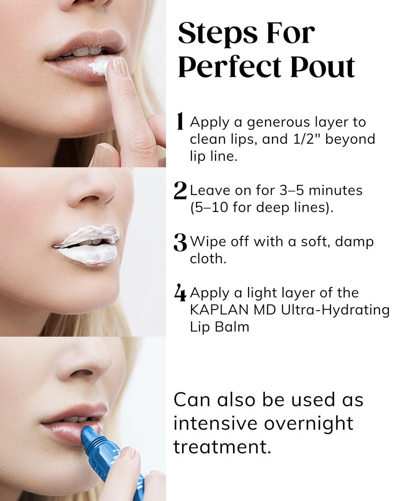 KAPLAN MD Perfect Pout Duo Lip Mask (0.5 oz.) & Lip Balm 0.17 oz. - Complete Anti-Aging Skin Care for Lips