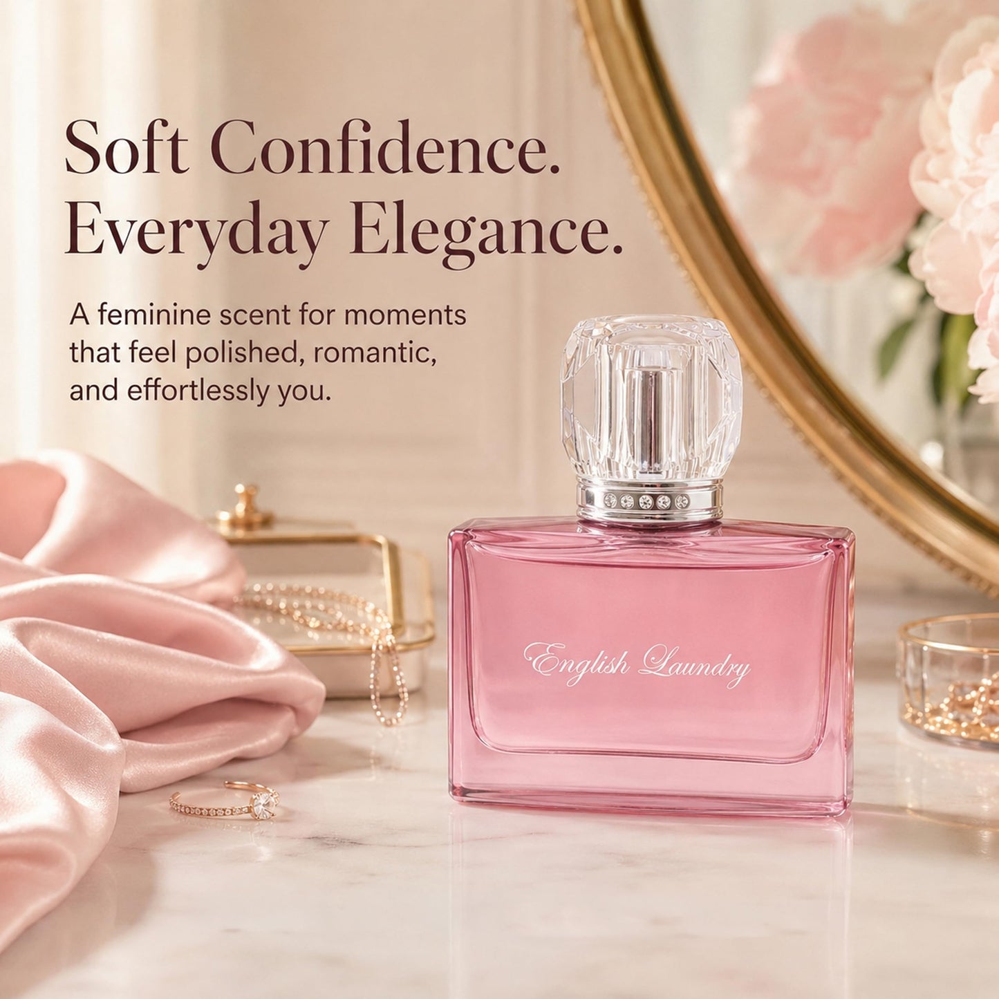 English Laundry Signature Eau de Parfum for Her | Floral Gourmand Scent | Cologne w/Quince & White Chocolate Top Notes, Jasmine & Orris Root Heart, and Sensual Woods Base | (UNBOXED) 3.4 fl. oz.