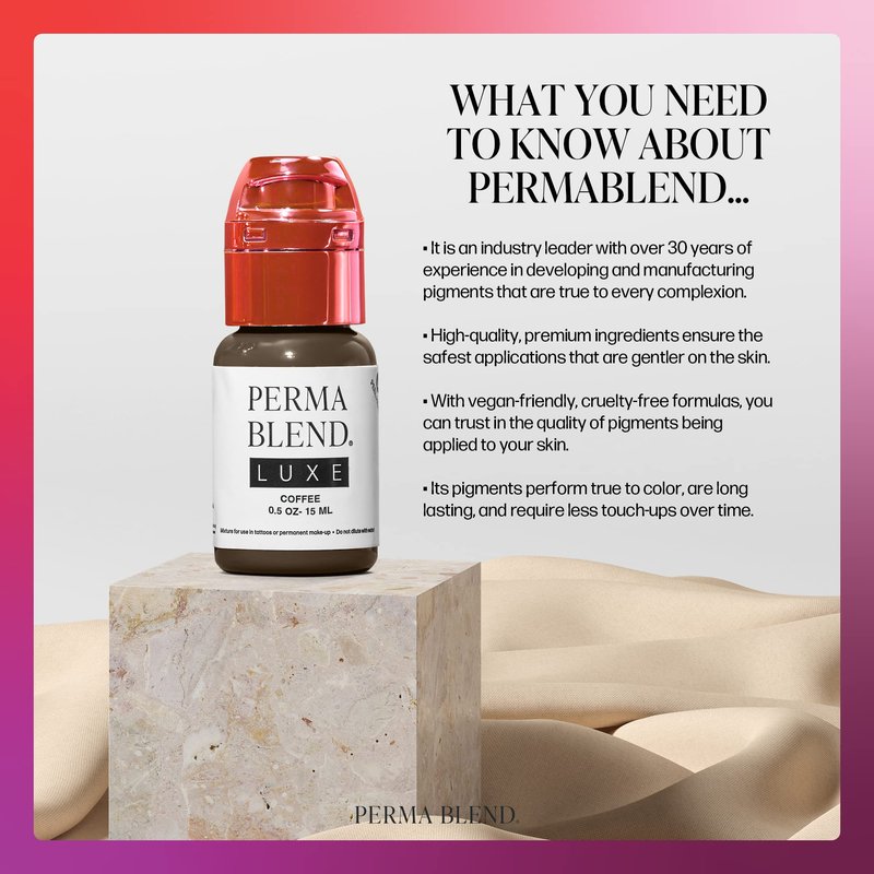 Perma Blend Luxe - Coffee - Microblading Ink for Permanent Eyeliner - Professional Tattoo Ink - Brown Tattoo Ink Makeup - Vegan (0.5 oz)