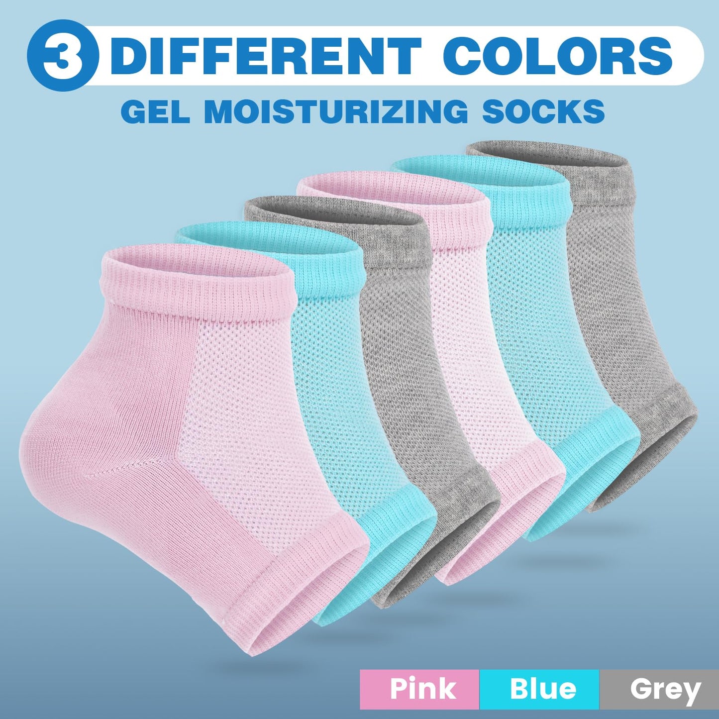 TEAWOO Moisturizing Toeless Socks for Cracked Heels - Heel Repair, Hydrate Dry Feet