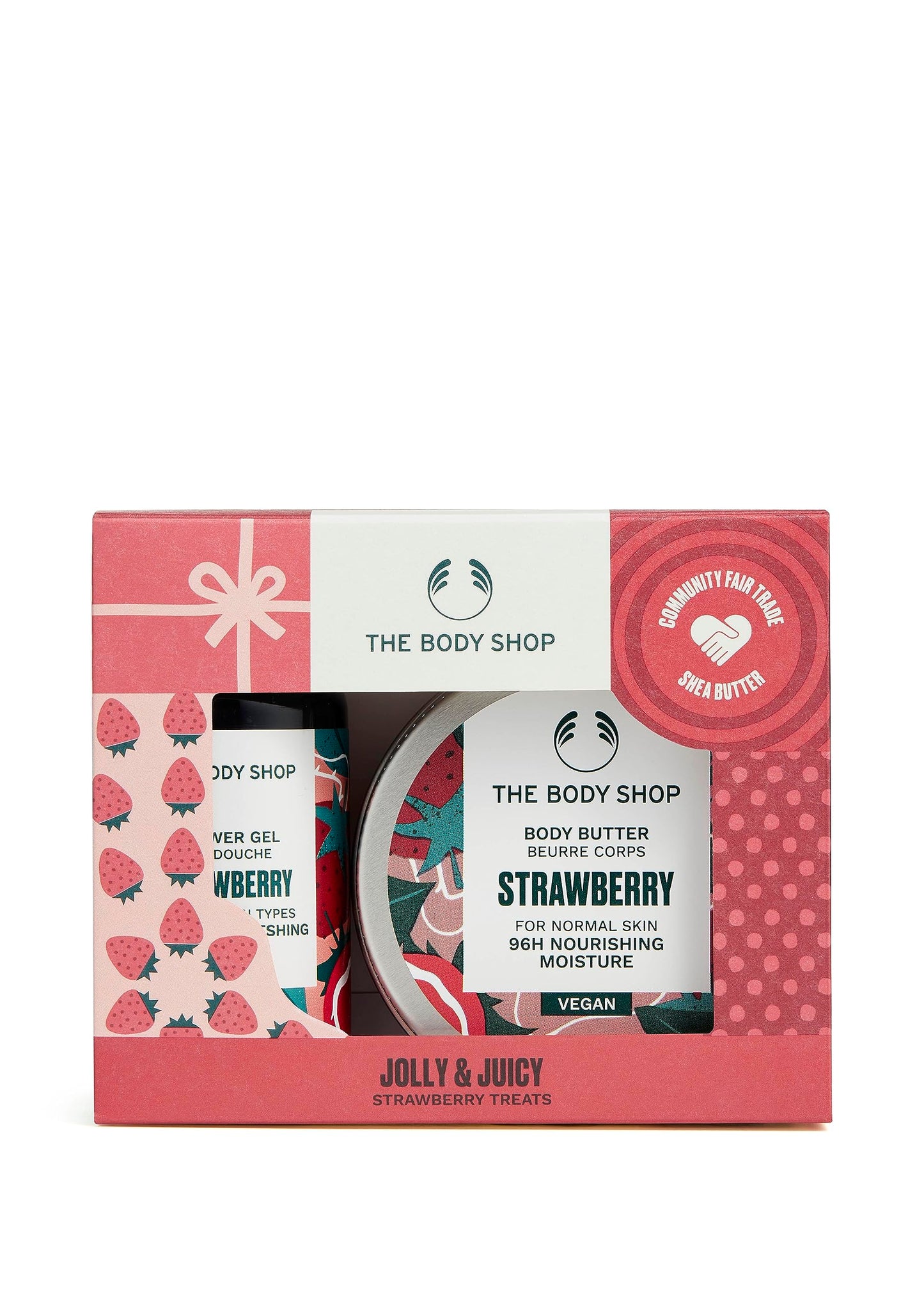 The Body Shop Jolly & Juicy Strawberry Treats Body Care Holiday Gift Set, Vegan, 2-Piece Set