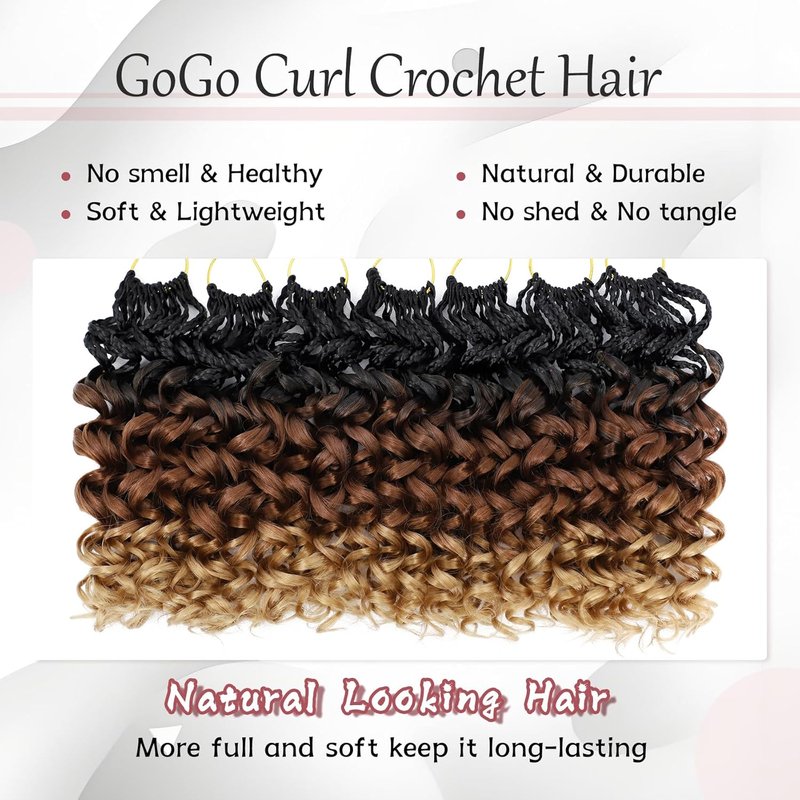 Gogo Curl Crochet Hair - 12 Inch Pre-Twisted Deep Ocean Water Wave Braids | Synthetic Hair Extensions (1B/30/27)