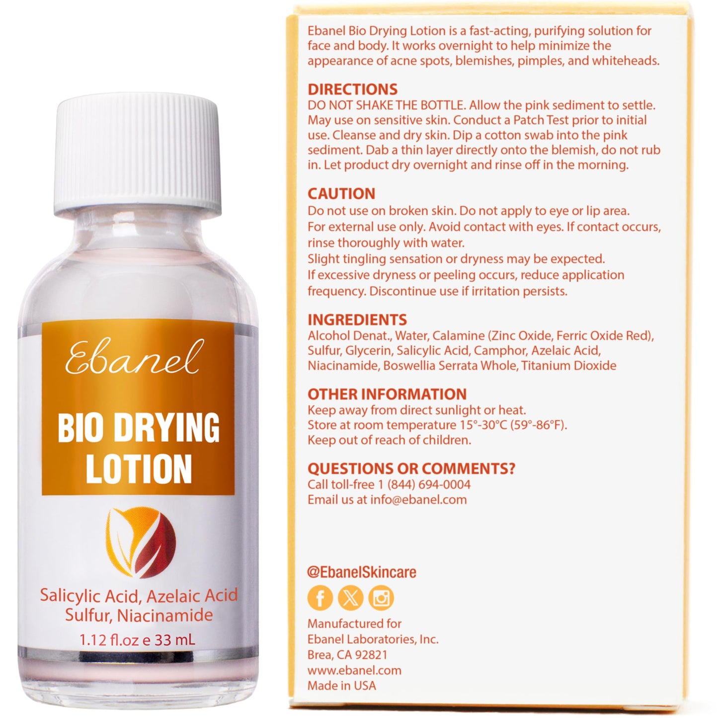 Ebanel Bio Drying Lotion Blemish Spot Solution for Face & Body