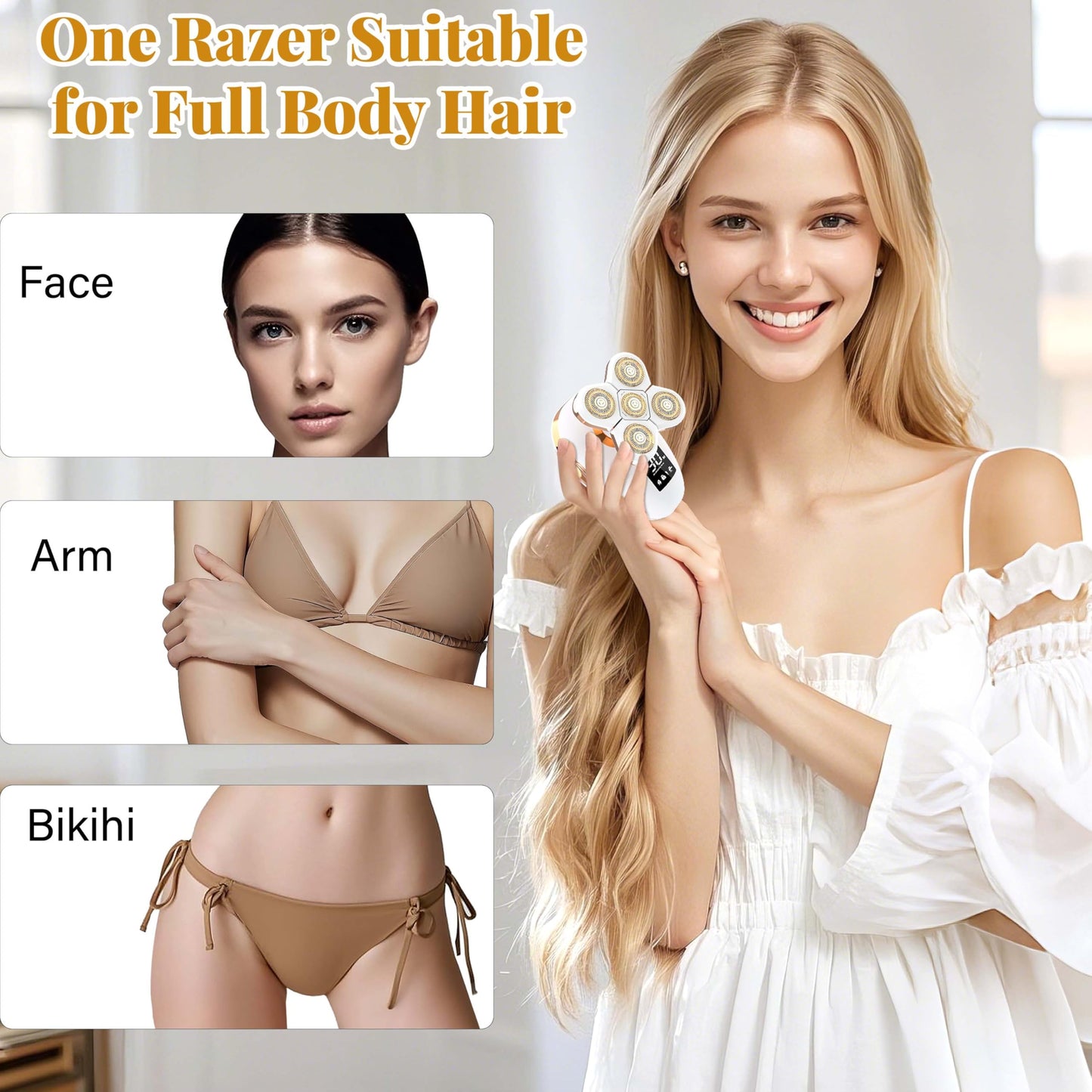 Electric Razor for Women, Rechargeable Wet Dry Waterproof Shaver with 5-Blade Head & LED Display - Cordless Hair Removal for Legs and Body 1