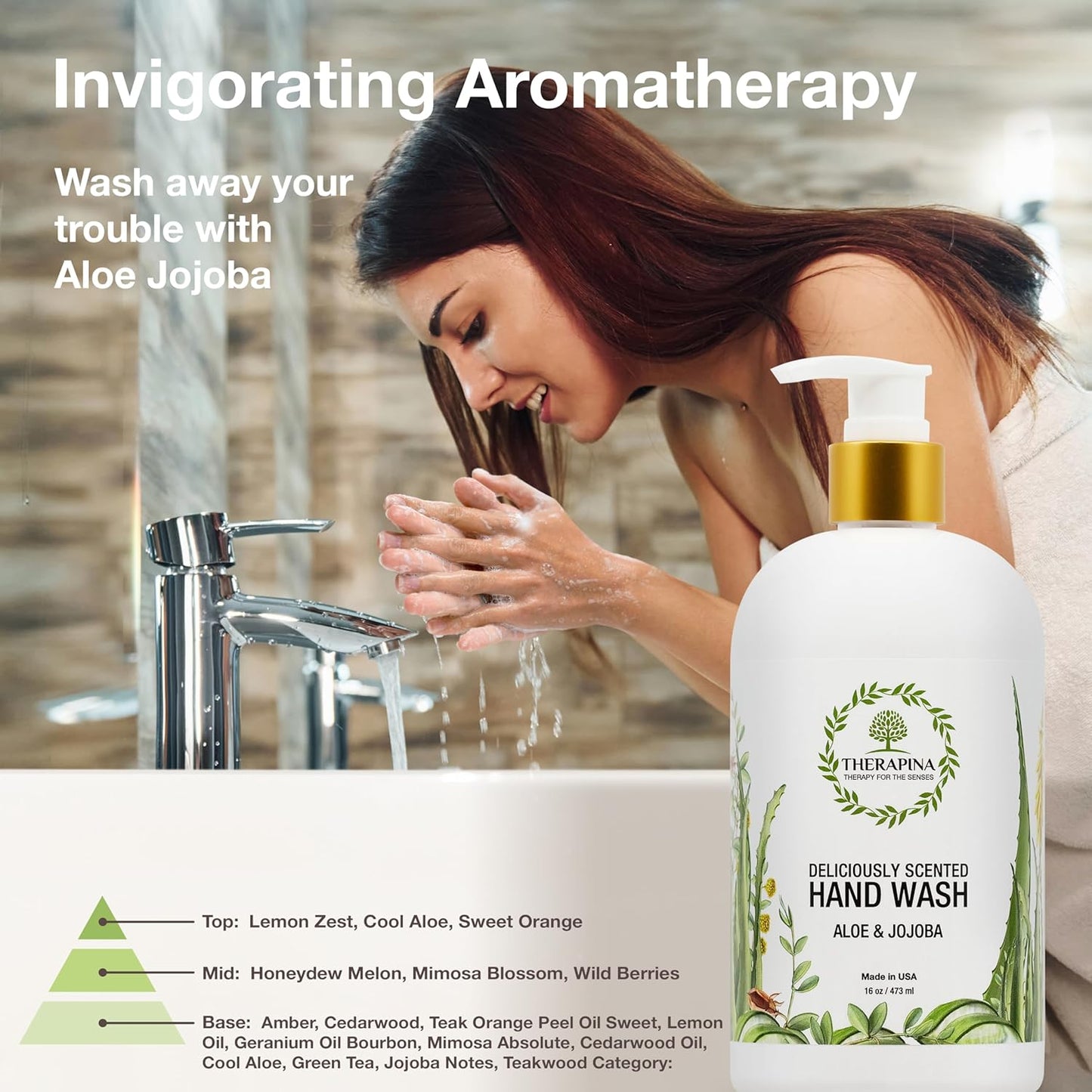 Aromatherapy Luxury Liquid Hand Soap - Vegan Moisturizing Formula with Aloe Vera & Botanical Oils | 16 Oz, Jojoba Scent