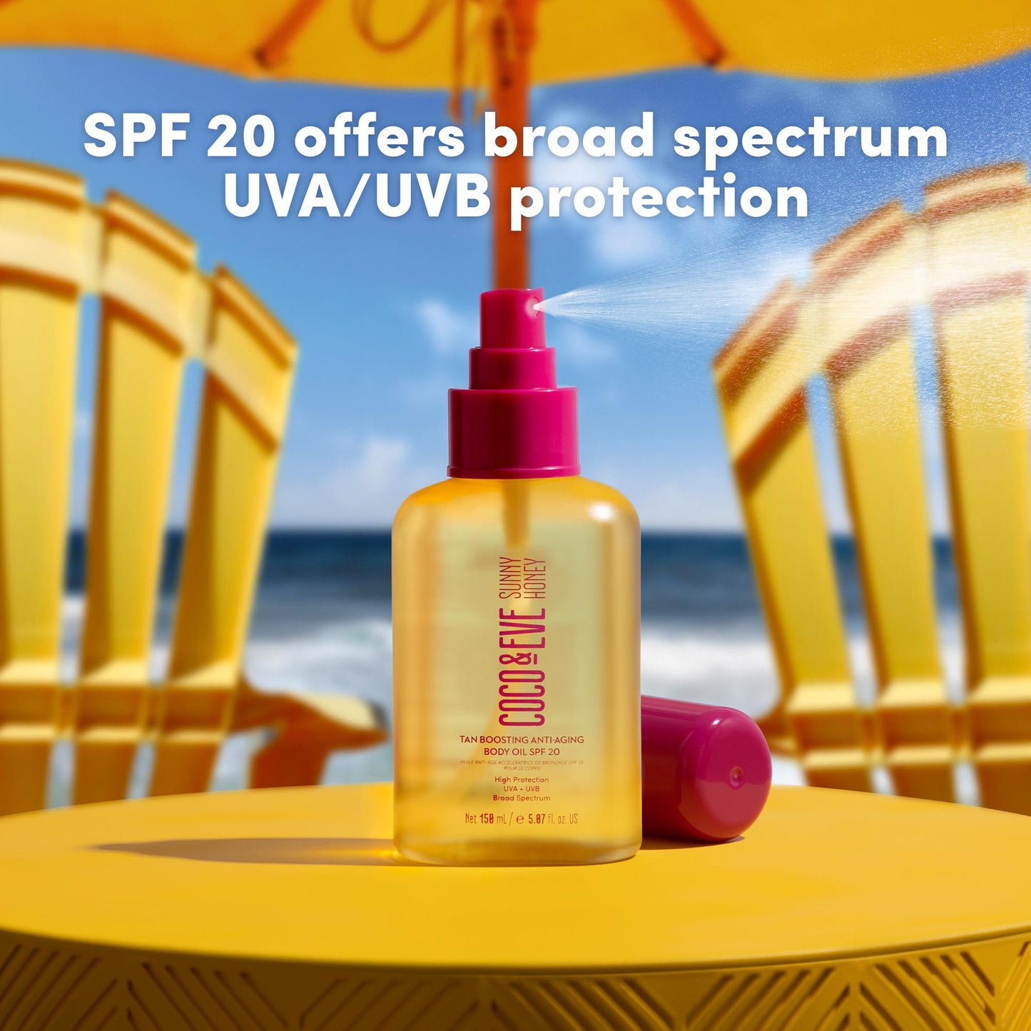 Coco & Eve Tan Boosting Anti-Aging Body Oil - Tanning Accelerator Spray, UVA UVB Sun Protection | Moisturizing Outdoor Bronzing Enhancer with Natural Ingredients, Antioxidants (5.07 Fl Oz)