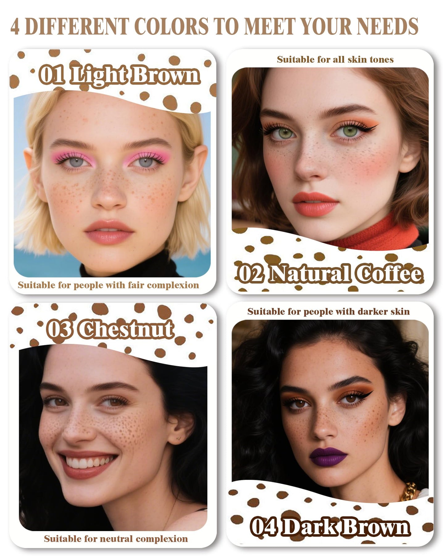SUMEITANG Lifelike Freckle Pen - 2 Colors (Light Brown & Dark Brown), Waterproof, Quick Dry, Soft Dot, Natural, Magic Fake Freckles Makeup Pen