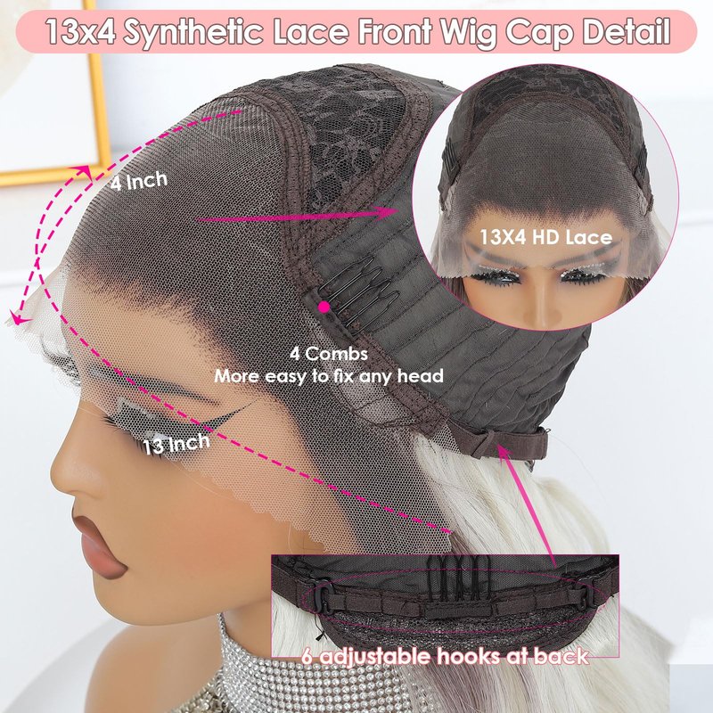 Ruiieea Synthetic Lace Front Wig, 13x4 Lace Front Wig Body wave, Blonde Lace Frontal Wig for Women Glueless Daily Use 26 Inch Black to Blonde
