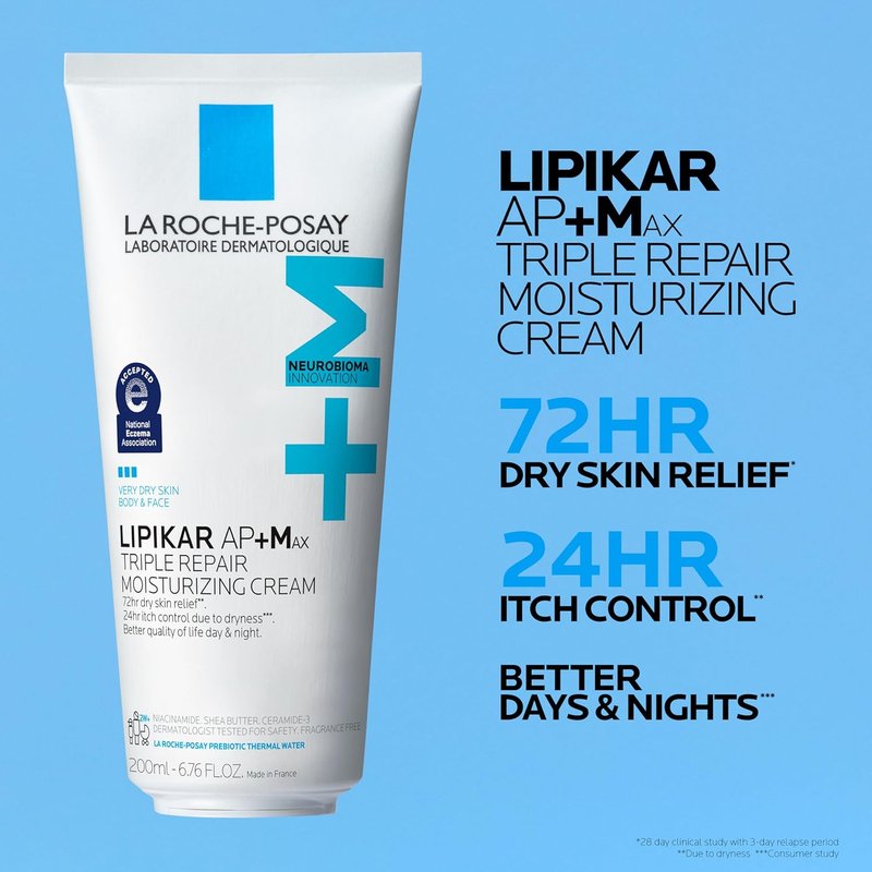 La Roche-Posay Lipikar AP+MAX Moisturizing Body Cream - Repairing Lotion for Dry Skin with Shea Butter & Niacinamide | Gentle Formula for Sensitive Skin