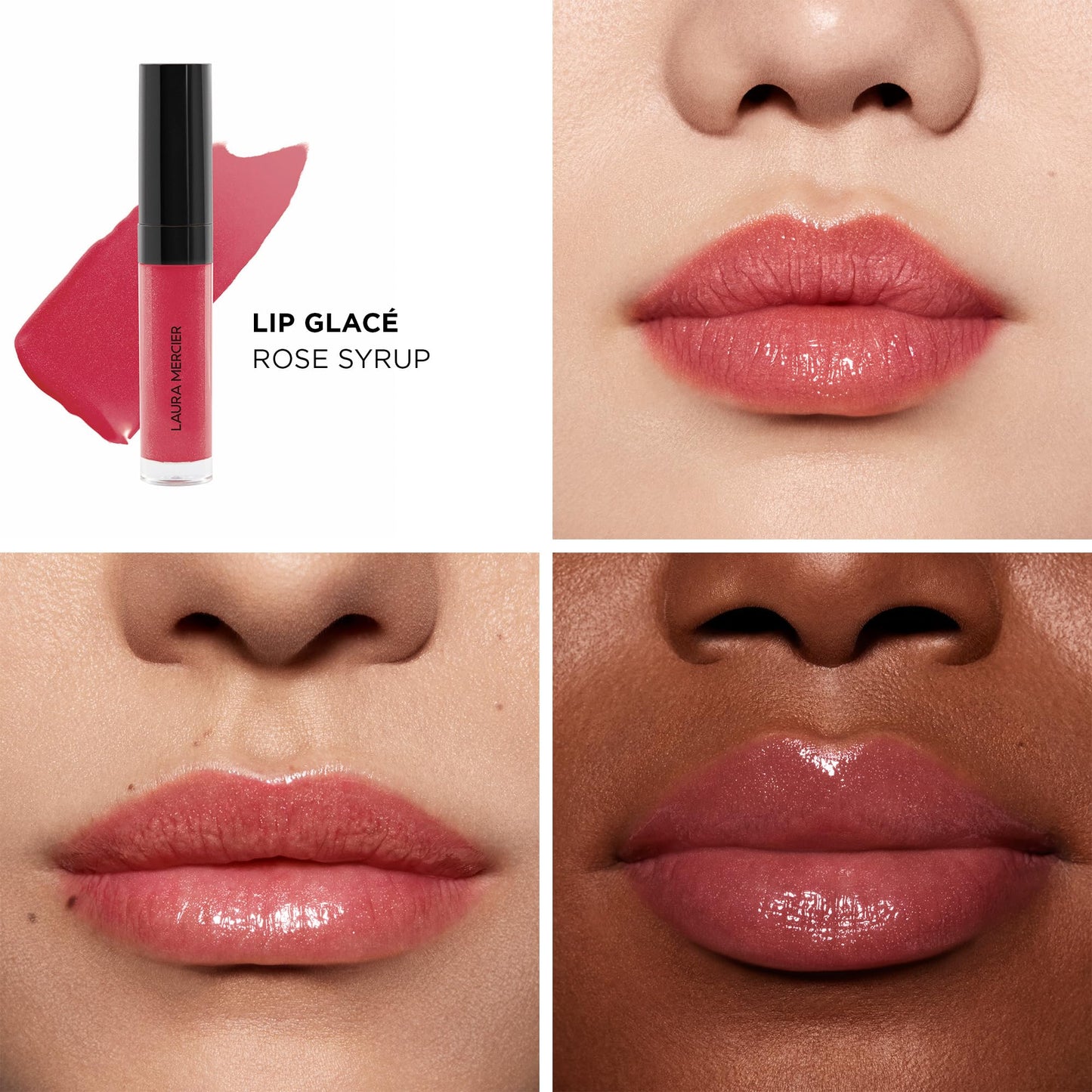 Laura Mercier Lip Glacé Balm Gloss, High-Shine Finish, 24HR Moisture, Improves Hydration, Smooth and Even Application, Infused with Jojoba Oil, 420 A la Fraise