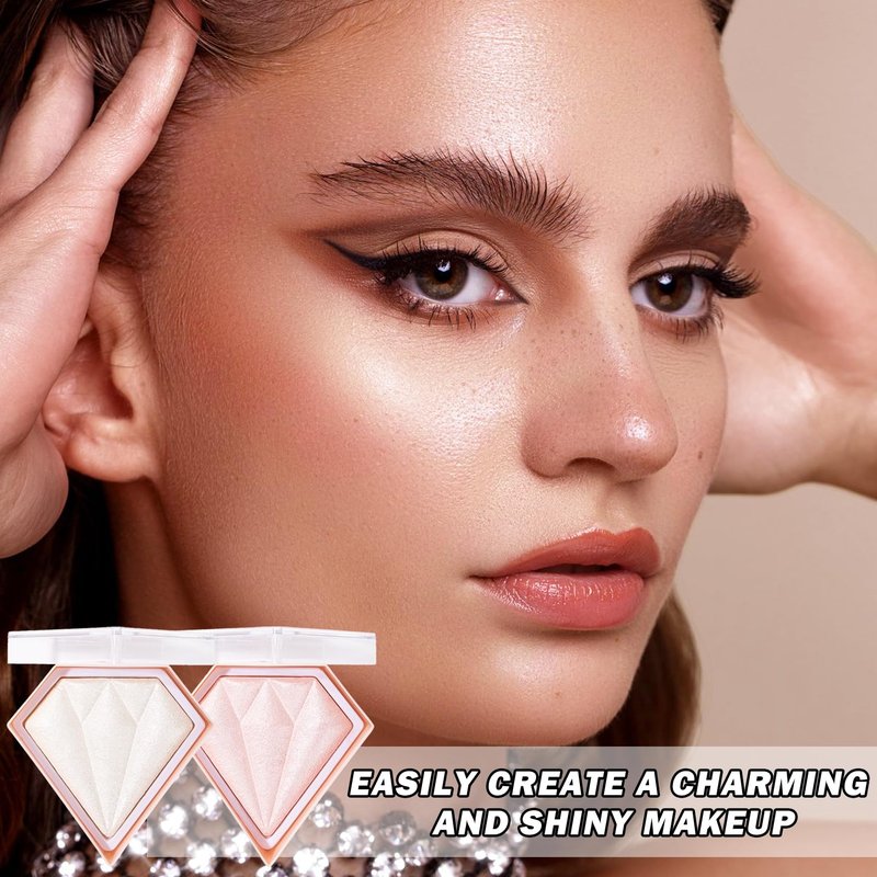 XINGXYUEL Face Shimmer Highlighter Palette, 1.0 Ounce, Pearl White+Fairy Pink, Long-Lasting, Shimmery, Powder, Unisex, Palette, Mixed Colors