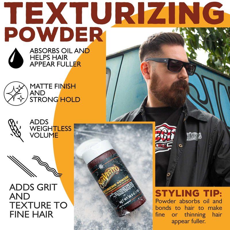 Suavecito Texturizing and Volumizing Hair Styling Powder with Shine Free Matte Finish and Strong Hold - No Mess, Oil Absorbing, Long Lasting - 1.75 oz