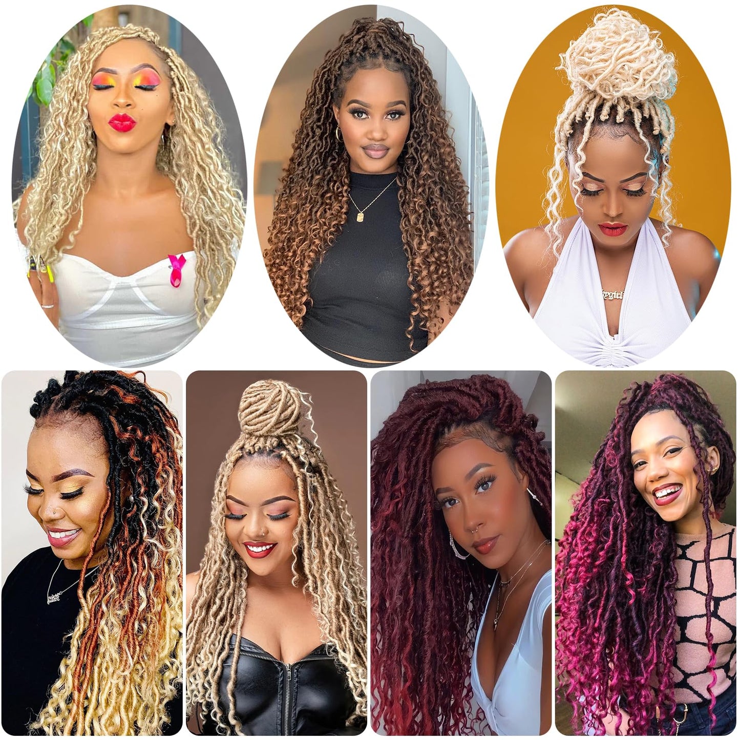 Goddess Locs Crochet Hair 18Inch 8Packs Crochet Locs,Boho Faux Locs With Curly Ends River Hippie Locs Bohemian Locs Crochet Braids(1B/27/613, 18inch(Pack of 8))