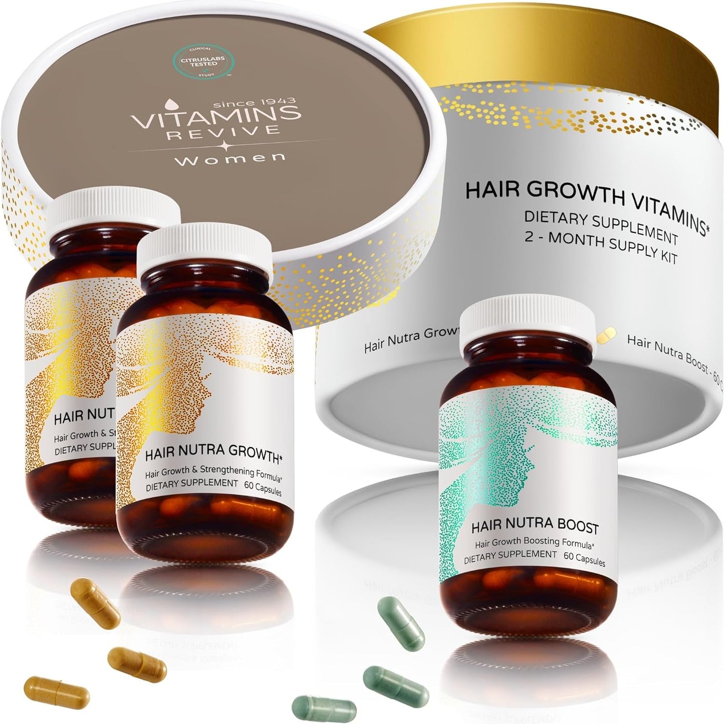 Revive Hair Growth Vitamins for Women - Clinically Tested Supplement for Thinning Hair | 2-Month Supply