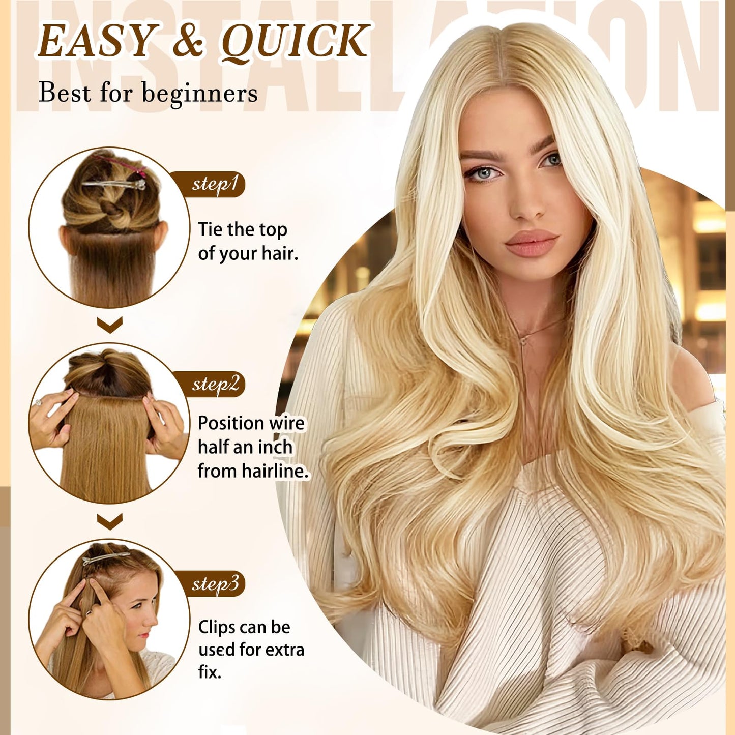 Clip in Hair Extensions Real Human Hair, 14 inch 80g, Balayage Invisible Remy Human hair Clip in Extensions for Women Seamless Straight 8Pcs Double Weft Dark Blonde Highlighted Bleach Blonde