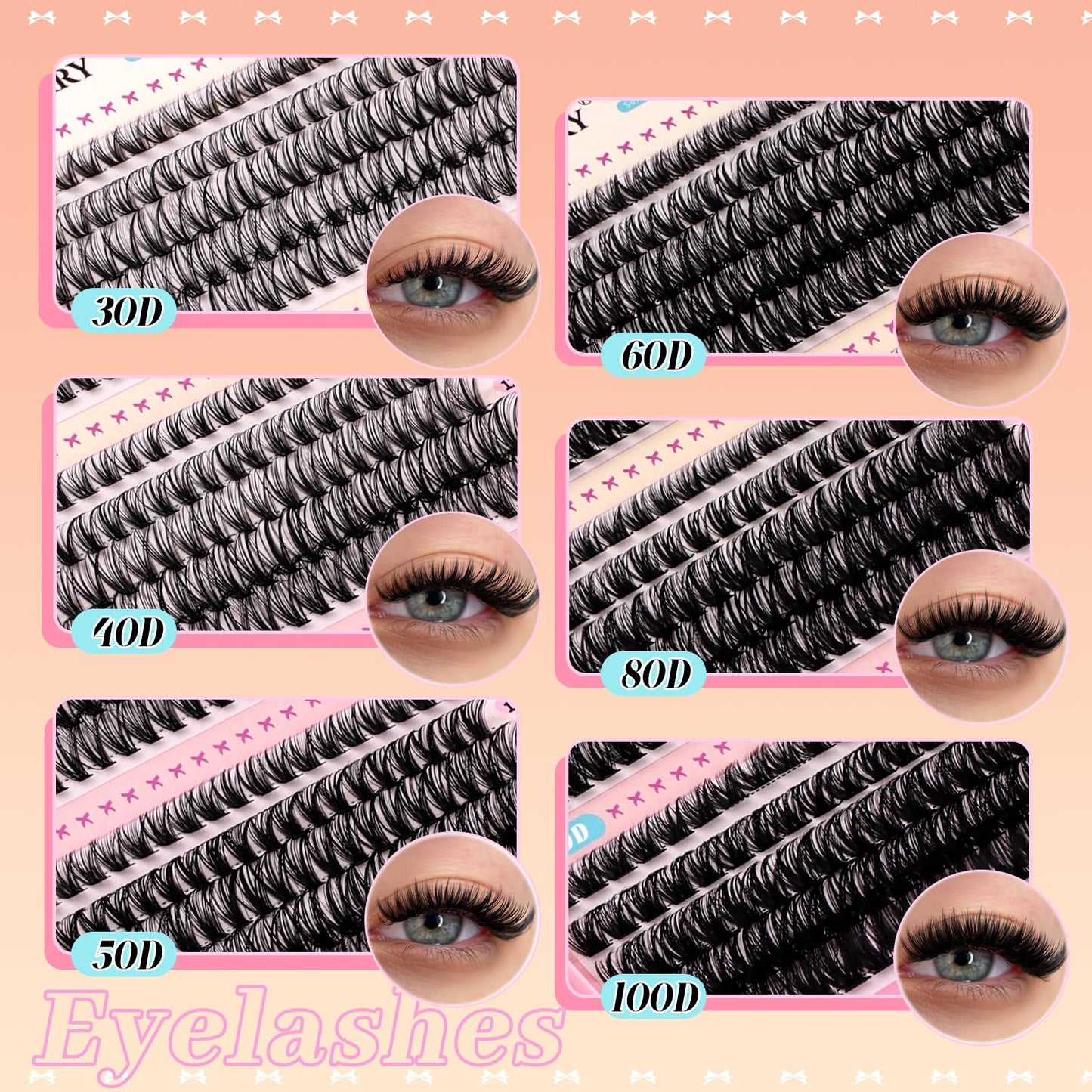 GEMERRY 565Pcs Lash Clusters D Curl (30D-100D, 8-16mm)